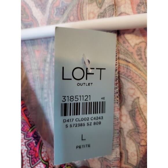 Loft Paisley Long Sleeve Dress Size Large Pettite NWT - Picture 5 of 6